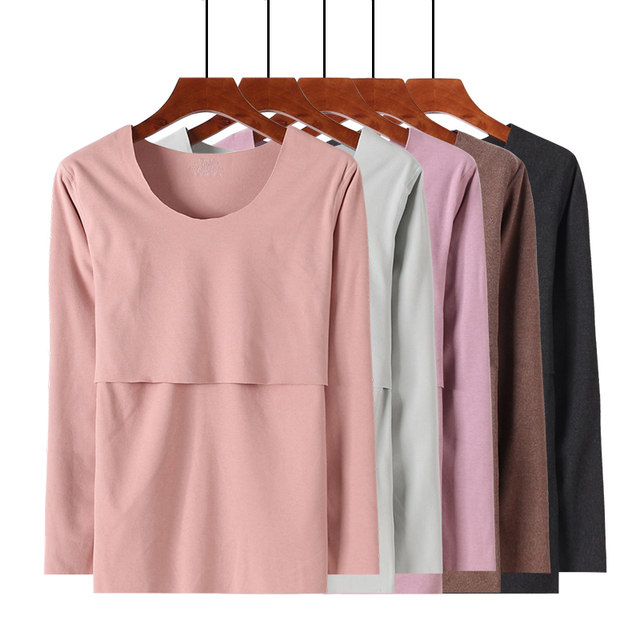 Postpartum nursing top autumn clothing breastfeeding confinement long-sleeved pajamas thickened brushed maternity thermal underwear autumn clothing single piece