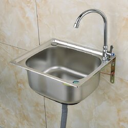 Stainless Steel Sink Single-Slot Package Small Single-Slot with Bracket Kitchen Sink Bowl Sink Hand Basin Single Plate 