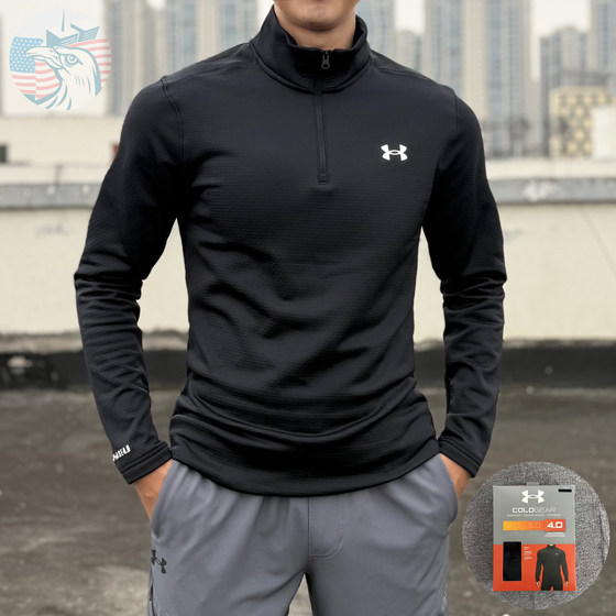 
Spot UA Under Armor Base4.0 outdoor sports 1/4 zipper quick-drying warm plus velvet underwear long-sleeved T-shirt for men