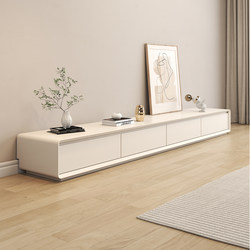Nordic Cream Style Modern Minimalist Floor-Standing Tv Cabinet Coffee Table Combination Solid Wood Cabinet Minimalist Milk White Tv Cabinet