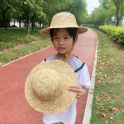Spring And Summer Children's Primary Color Straw Straw Hat Migrant Workers Boys And Girls Outdoor Beach Hat Sunshade Student Sunscreen Hat