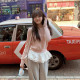 Autumn and winter sweet pink skirt stacked in skirt curtains, ruffled leaf edge design sense panton skirt sweater hem to cover hip
