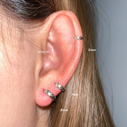 Nunu S925 Sterling Silver Diamond Pattern Ear Cuffs, Small Hoop Earrings, Small Ear Cuffs, Edge Ear Accessories, No Need to Remove When Sleeping
