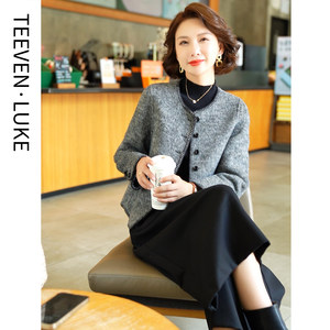 
2025 autumn and winter new style middle-aged and elderly mothers' short double-sided wool coat, small person showing high temperament