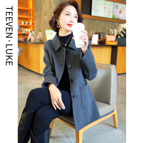 
Middle-aged and elderly mothers 2025 new autumn and winter double-sided woolen short coats small tall woolen coats for women