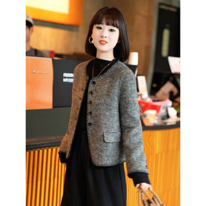
New high-end wool double-sided wool short round neck coat for spring 2025 small wool coat