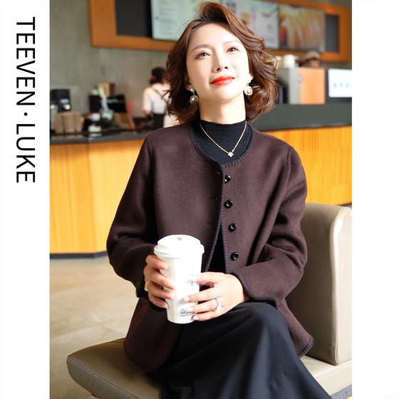 
2025 new autumn and winter woolen coat women's double-sided woolen coat Korean style temperament small middle-aged mother