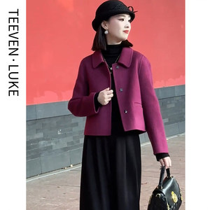 
2025 winter new middle-aged mother small Korean style double-sided woolen short woolen coat women's lapel wool coat