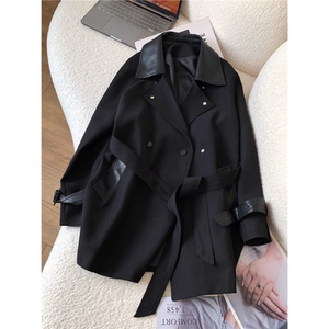 
Windbreaker coat for women 2025 autumn new style contrasting British style high-end temperament fashionable outer mid-length coat