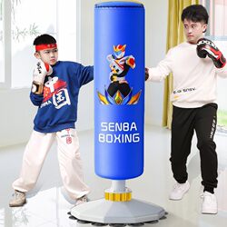 Boxing Punching Bag for Children, Home-Use Standing Blue Wobble Punching Bag, Martial Arts Target for Students, Taekwondo Training