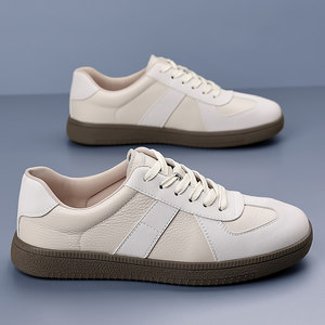 
European Station 2025 Spring and Autumn New Men's Trendy Versatile Fashion Casual Shoes Popular Genuine Leather White Shoes Moral Training Shoes