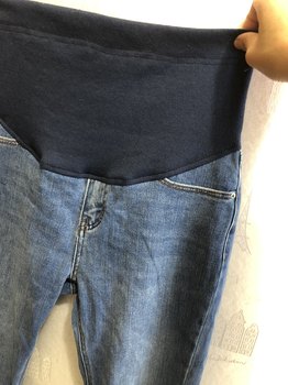 Jeans Work pants Ordinary knitted pants Sports pants Modified for pregnant women's belly support pants Modified waist heightened fabric material