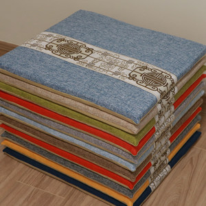 
New Chinese style mahogany dining chair cushion linen solid wood sofa cushion anti-slip four-season pastoral tea chair cushion thickened
