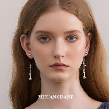 Absurd Day Like Raindrops Niche Versatile Romantic Cool Detachable Water Drops S925 Silver Needle Earrings