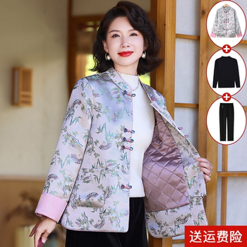 
Mom's Spring and Autumn Chinese Style Jacket Versatile Round Neck