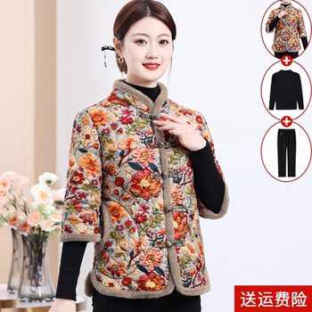 
Mom's winter velvet thickened national style vest to keep warm