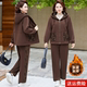 Mom sports suit autumn and winter velvet thickened corduroy jacket for women 2025 new middle-aged and elderly winter tops