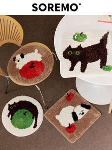 
SOREMO illustration decorative cushion tufted non-slip chair cushion cute plush office sofa car gift