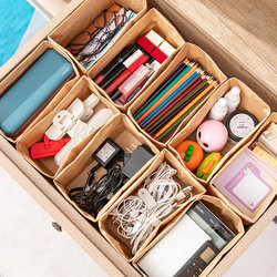 Storage Box Desktop Ins Thickened Kraft Paper Storage Bag Student Stationery Drawer Miscellaneous Items Sorting and Organizing Small Box