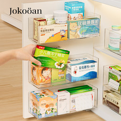 Medicine Storage Box, Wall-Mounted, No-Drill Cabinet Door Medicine Rack, Household Large-Capacity Multi-Layer Medicine Box, Transparent