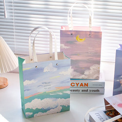 High-Quality Oil Painting Gift Bag, Birthday Gift Tote Bag, Packaging Bag, Thickened Cardboard Bag, Vertical Long Gift Bag, Paper Bag