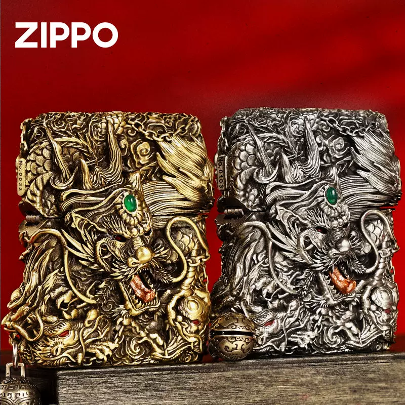 Zippo打火机官方正品重盔甲机关灵动九龙运财限量版九龙拉棺收藏Z-Taobao