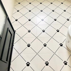 French-Style Floral Tiles for Kitchen and Bathroom, Cat Paw Floor Tiles, Cream-Style Full Ceramic Non-Slip Tiles for Bathroom, Toilet, Balcony, and Guesthouse