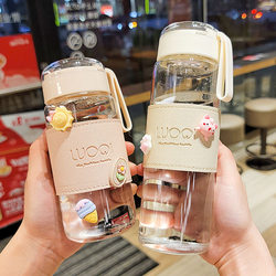 Glass Cup for Male and Female Students, Heat-Resistant, Explosion-Proof, Simple Cup with Tea Infuser, High Temperature Resistant, Portable Korean-Style Water Cup, Handy Cup