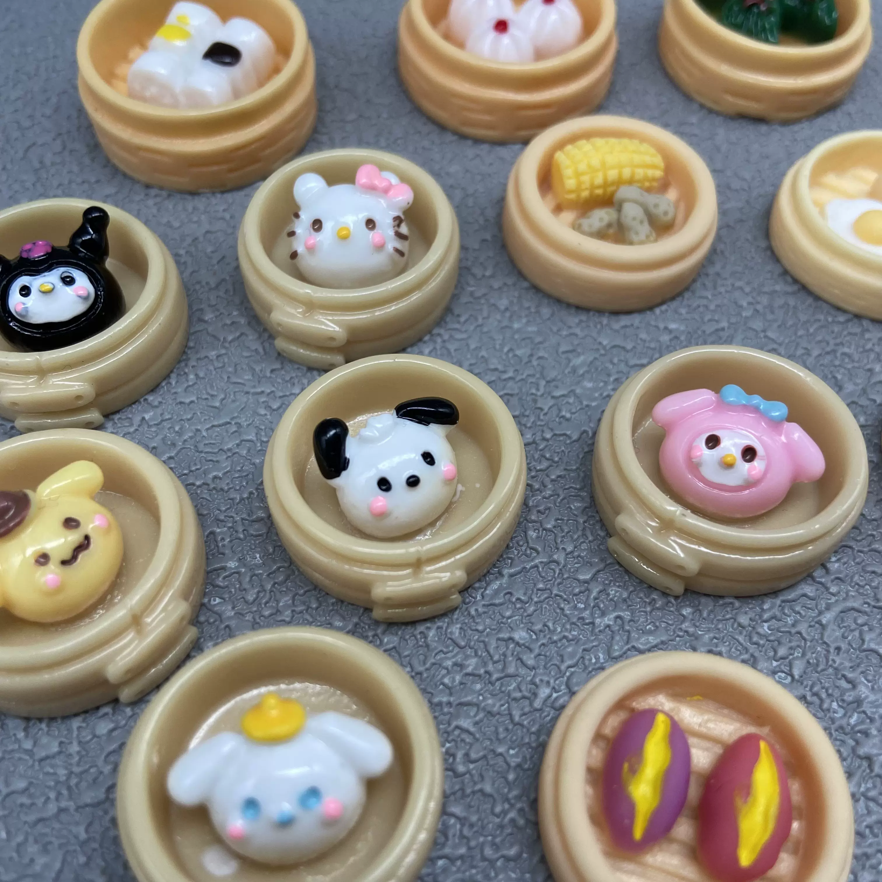 微缩仿真蒸笼点心模型迷你小笼包叉烧包过玉米番薯鸡蛋鸡爪玉米