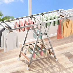 Stainless Steel Clothes Drying Rack, Foldable Floor-Standing Rack for Bedroom Balcony, Household Baby Clothes Drying Rack, Quilt Drying Tool