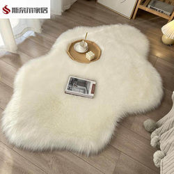 Carpet, Bedroom Carpet, White Plush Mirror-Front Carpet, Bedroom Bedside Rug, Cloud-Like Long Plush Living Room Coffee Table Rug