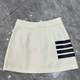 Simple and classic striped print commuting casual anti-exposure short skirt European and American skirt 2025 spring and summer
