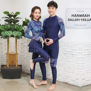 Korean wetsuit zipper split swimsuit long-sleeved trousers sun protection quick-drying couple men and women jellyfish suit snorkeling suit