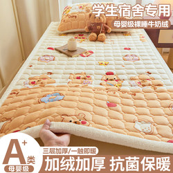 Milk Velvet Mattress Pad Soft Cushion Dormitory Single Bed Bottom Pad Rental Home Bedroom Winter Fleece Mattress Pad
