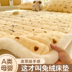Winter Rabbit Fur Plush Thickened Bed Sheet, Warm Milk Velvet Mattress, Single Blanket, Student Dormitory Mattress, 2025 New Model