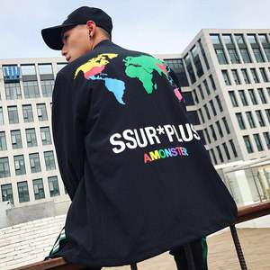 On the other side of the other bank, AMONSTER joint SSUR Tide Map Map Cotton Coach Jacket Men's Female Couple Cotton Jacket