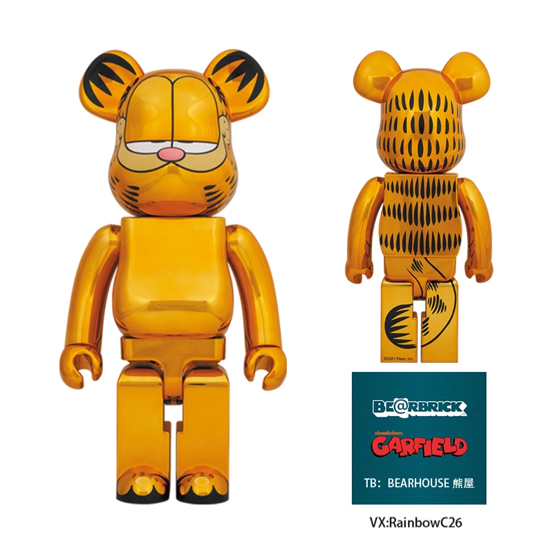 熊屋】Bearbrick1000%加菲猫电镀GARFIELD GOLD CHROME Ver-Taobao