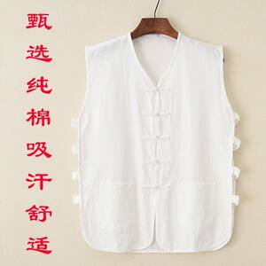 Pure cotton Tang dressed men without sleeve sweat shirt Horses jelly vest horse gown in summer Chinese style Chinese style buckle old man shirt shoulders