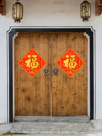 新年福布製ドアステッカー - 中国新年飾り