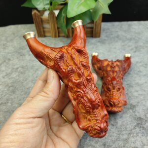 
Honghuali quick-pressed slightly flawed carved Dragon King free-tying solid wood slingshot hand-polished with random patterns