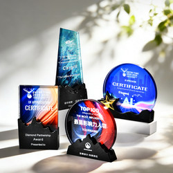 Creative Marble Trophy Crystal Custom High-End Cuboid Trophy Design for Outstanding Employee Annual Meeting Awards Production