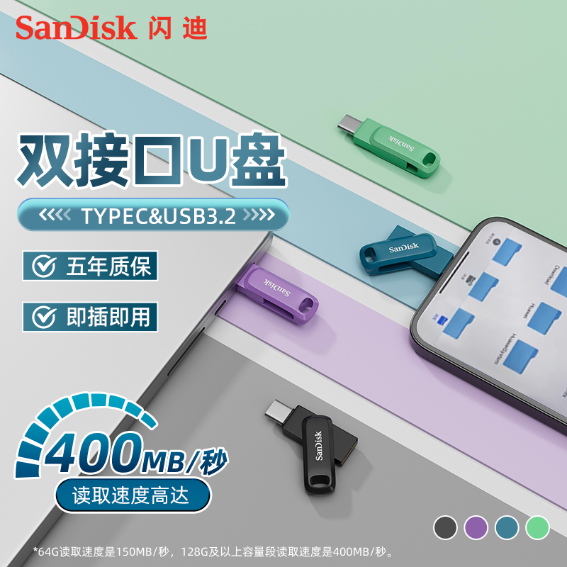 SANDISK  TYPEC  ̽ 128G ޴  ǻ   USB ÷ ̺ ȵ̵ APPLE 15   USB ÷ ̺-