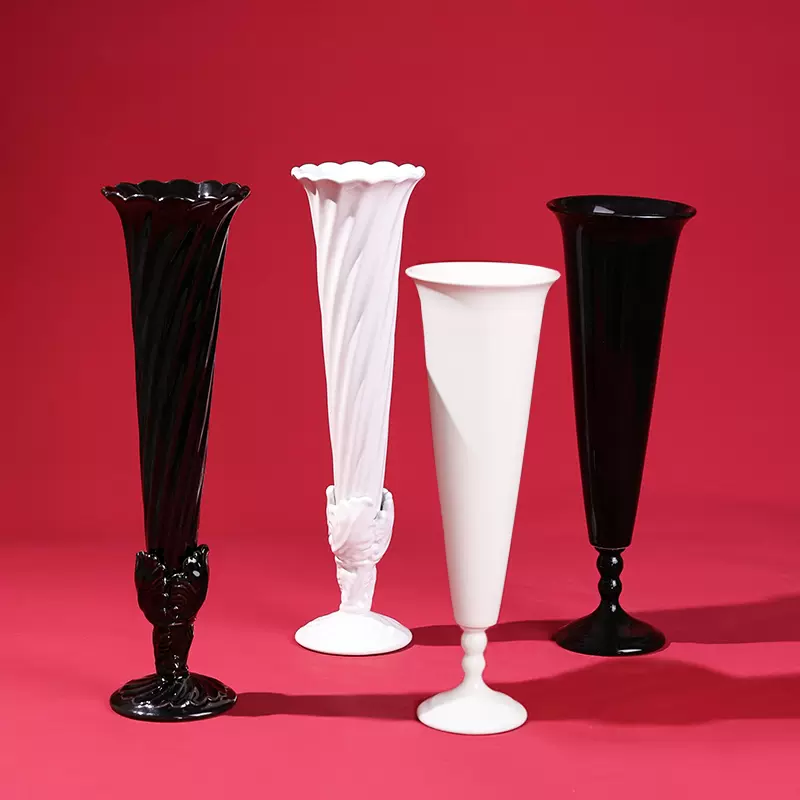 小原流花器 ガラス花器 小原流花器螺旋花口高壁花瓶陶瓷插花