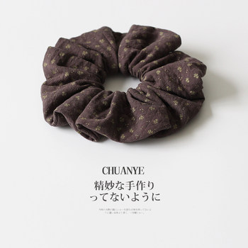 Kawano French Brown Floral Intestine Hair Tie