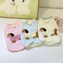 Dog Clothes Spring and Summer New Cute Colorful Dachshund Vest with Leash Buckle Teddy Bichon Small Dog Clothing