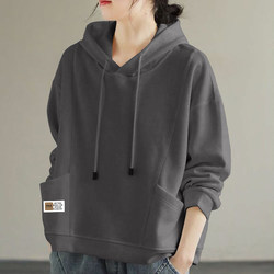 Genuine Cotton Long-Sleeve Hooded Sweatshirt for Women, Suitable for Spring and Autumn, Fashionable, Versatile, Casual, Slimming, Printed Top