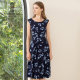 Mingshilu printed dress for women in summer 2025 new round neck thin waist mid-length skirt sleeveless fashion
