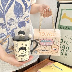 Birthday Gifts for Male and Female Friends, Cute Graffiti Mugs for Boys and Girls, Ceramic Couple Household Breakfast Coffee Cups