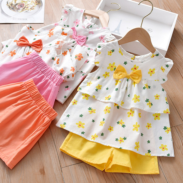 Girls' short-sleeved summer suit, new Korean style baby girl's stylish ...