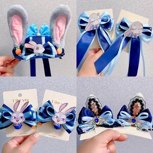 
Rabbit Police Officer Children's Cartoon Hair Accessories Hairpin Little Girl Sweet Headdress Zootopia Judy Rabbit Ears Accessories Hairpin